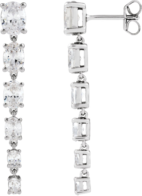 14K Gold Oval Lab-Grown Diamond Earrings – 6.3x4.7mm - White Gold