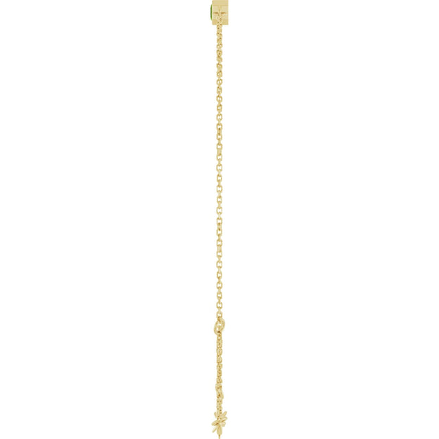 14K Gold Round Natural Peridot Bezel-Set Link Bracelet - Yellow Gold - view 9
