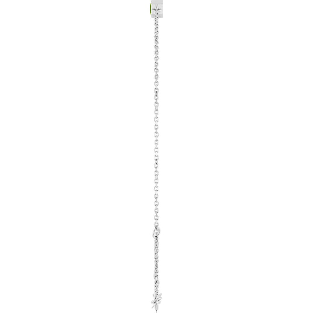 14K Gold Round Natural Peridot Bezel-Set Link Bracelet - White Gold - view 9