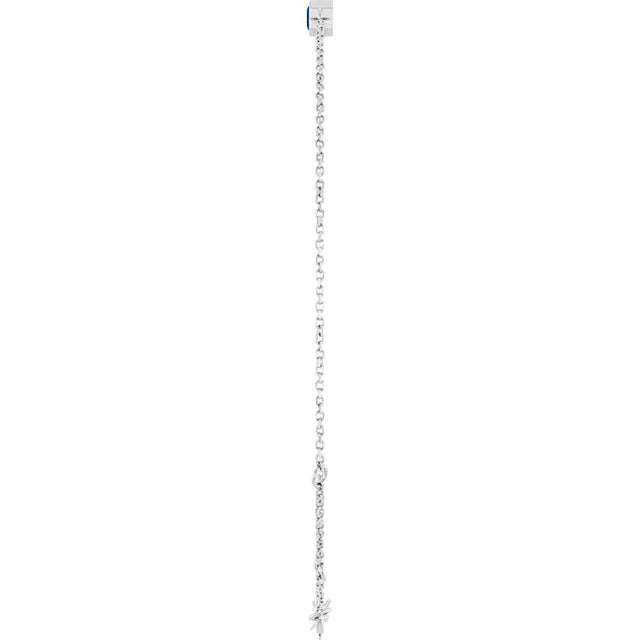 14K Gold Round Lab-Grown Blue Sapphire Bezel-Set Link Bracelet - White Gold - view 9