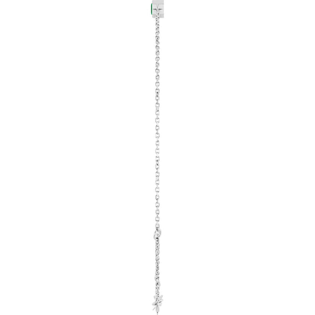 14K Gold Round Lab-Grown Emerald Bezel-Set Link Bracelet - White Gold - view 9