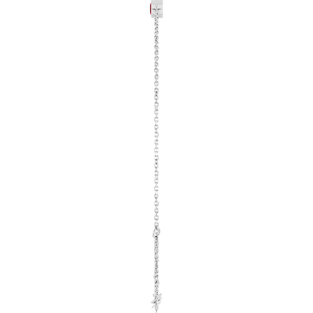 14K Gold Round Lab-Grown Ruby Bezel-Set Link Bracelet - White Gold - view 9