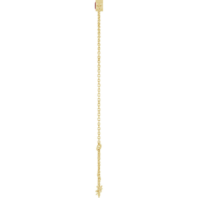 14K Gold Round Natural Ruby Bezel-Set Link Bracelet - Yellow Gold - view 9