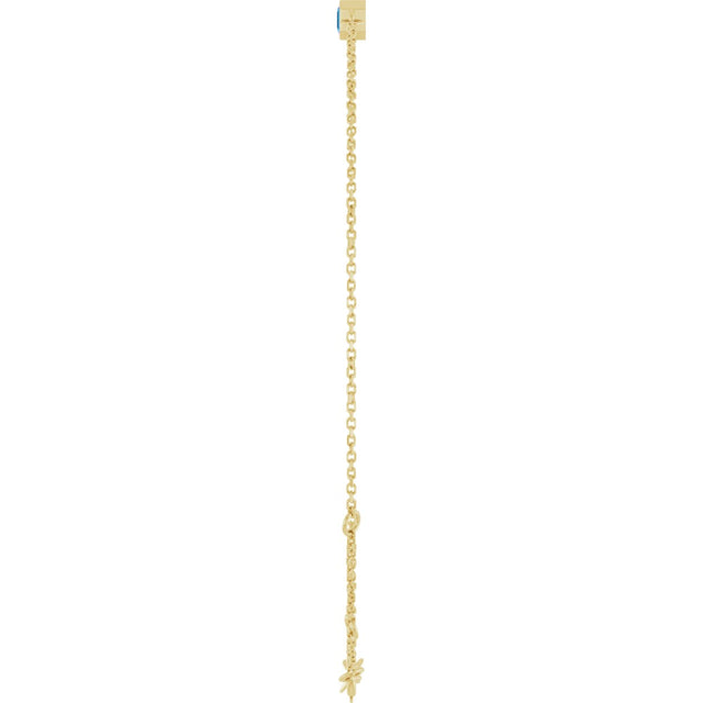 14K Gold Round Natural Blue Zircon Bezel-Set Link Bracelet - Yellow Gold - view 9