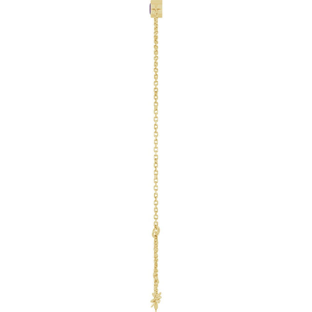 14K Gold Round Lab-Grown Alexandrite Bezel-Set Link Bracelet - Yellow Gold - view 9