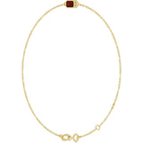 14K Gold Round Natural Mozambique Garnet Bezel-Set Link Bracelet - Yellow Gold - view 8