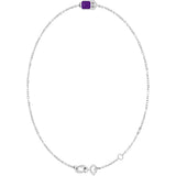 14K Gold Round Natural Amethyst Bezel-Set Link Bracelet - White Gold - view 8