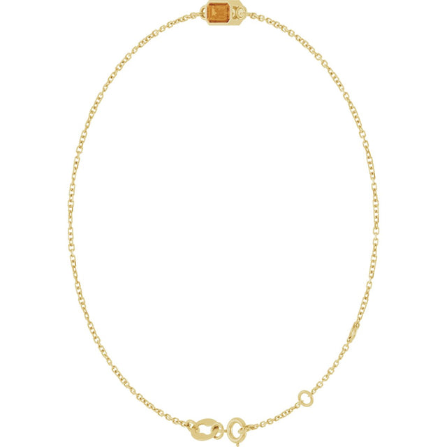 14K Gold Round Natural Citrine Bezel-Set Link Bracelet - Yellow Gold - view 8