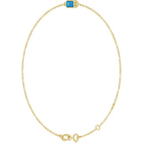 14K Gold Round Natural Blue Zircon Bezel-Set Link Bracelet - Yellow Gold - view 8