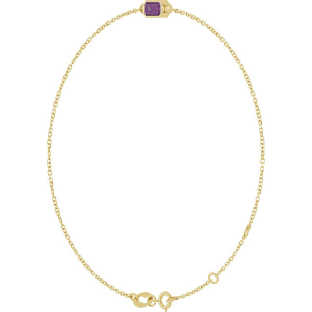 14K Gold Round Lab-Grown Alexandrite Bezel-Set Link Bracelet - Yellow Gold - view 8