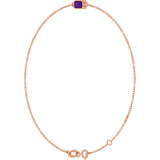 14K Gold Round Natural Amethyst Bezel-Set Link Bracelet - Rose Gold - view 8