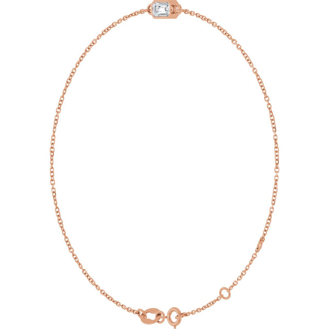 14K Gold Round Lab-Grown Diamond Bezel-Set Link Bracelet - Rose Gold - view 8