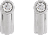 14K Gold Round Lab-Grown Diamond Solitaire J-Hoop Earrings - White Gold - view 4