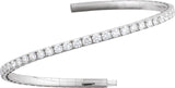 14K Gold Round Lab-Grown Diamond Half Accented Flexible Bangle Bracelet - White Gold - view 5