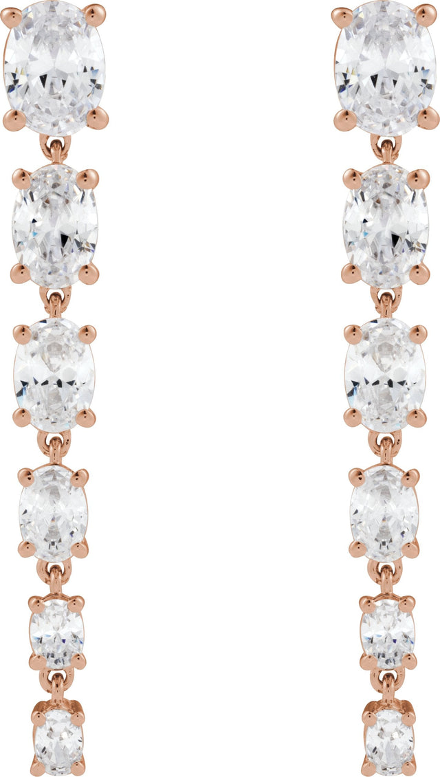 14K Gold Oval Lab-Grown Diamond Earrings – 6.3x4.7mm - Rose Gold - view 2