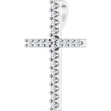 14K Gold Round Natural Diamond Petite Cross Necklace or Pendant - White Gold - view 5