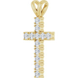 14K Gold Round Natural Diamond Accented Cross Pendant – up to 3/4 CTW - Yellow Gold - view 5