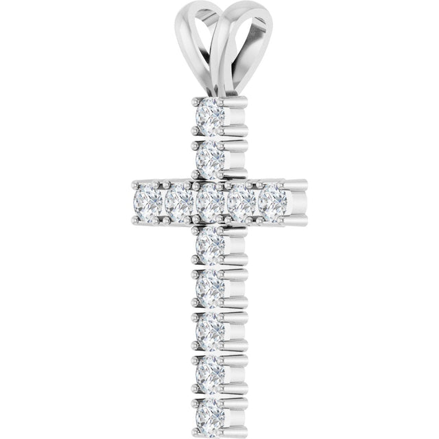 Platinum Round Natural Diamond Accented Cross Pendant – up to 3/4 CTW - view 5