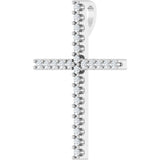 Platinum Round Natural Diamond Petite Cross Necklace or Pendant - view 6