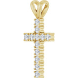 14K Gold Round Natural Diamond Accented Cross Pendant – up to 3/4 CTW - Yellow Gold - view 5