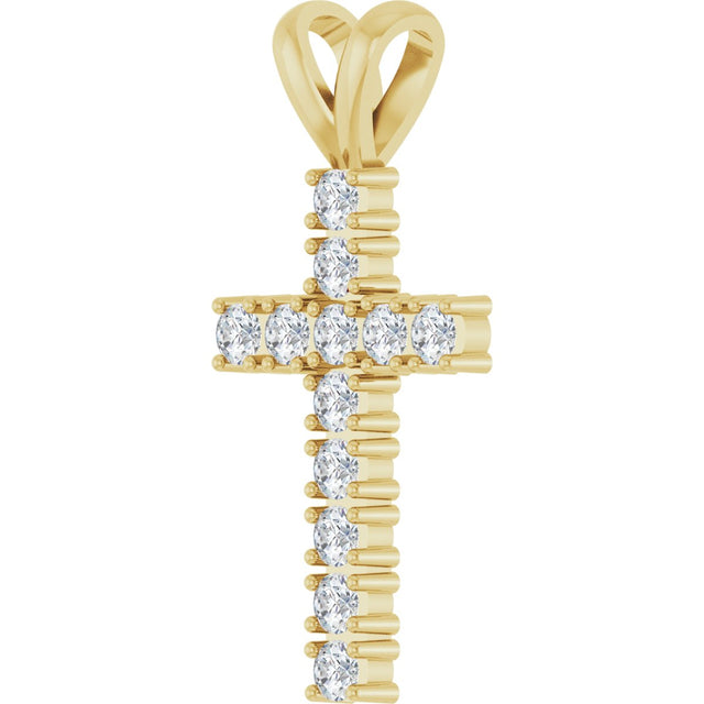 14K Gold Round Natural Diamond Accented Cross Pendant – up to 3/4 CTW - Yellow Gold - view 5