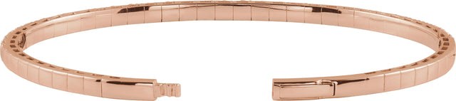 14K Gold Round Natural Diamond Half Accented Flexible Bangle Bracelet - Rose Gold - view 8