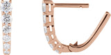 14K Gold Round Natural Diamond Accented U-Hoop Earrings – 2.9mm Stones - Rose Gold - view 6