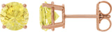 14K Gold Lab-Grown Yellow Sapphire Round 4-Prong Lightweight Stud Earrings - Rose Gold - view 13