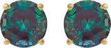 14K Gold Lab-Grown Alexandrite Round 4-Prong Lightweight Stud Earrings – 2.5-8mm Stones - Yellow Gold - view 6