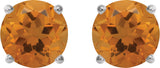 Platinum Natural Citrine Round 4-Prong Lightweight Stud Earrings – 6-8mm Stones - view 14