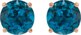 14K Gold Natural London Blue Topaz Round 4-Prong Lightweight Stud Earrings – 6-8mm Stones - Rose Gold - view 14