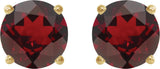 14K Gold Natural Mozambique Garnet Round 4-Prong Lightweight Stud Earrings – 2.5-8mm Stones - Yellow Gold - view 6