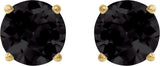 14K Gold Natural Black Onyx Round 4-Prong Lightweight Stud Earrings – 6-8mm Stones - Yellow Gold - view 6