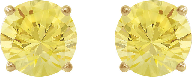 14K Gold Lab-Grown Yellow Sapphire Round 4-Prong Lightweight Stud Earrings - Yellow Gold - view 6