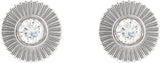 14K Gold Round Lab-Grown Diamond Accented Starburst Stud Earrings - White Gold - view 4