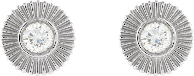 14K Gold Round Lab-Grown Diamond Accented Starburst Stud Earrings - White Gold - view 4