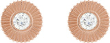 14K Gold Round Natural Diamond Accented Starburst Stud Earrings - Rose Gold - view 4