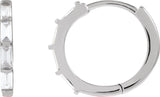 14K Gold Straight Baguette Lab-Grown Diamond Hoop Earrings - White Gold
