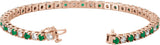 14K Gold Round Lab-Grown Emerald Line Bracelet - Rose Gold - view 5