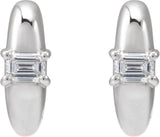 14K Gold Emerald Lab-Grown Diamond Accented Hoop Earrings - White Gold - view 5