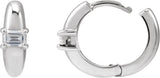 14K Gold Emerald Lab-Grown Diamond Accented Hoop Earrings - White Gold - view 6