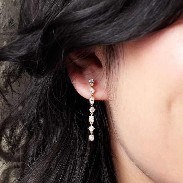 14K Gold Oval Lab-Grown Diamond Earrings - Rose Gold - view 3