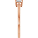 14K Gold Emerald Lab-Grown Diamond Claw-Prong Solitaire Ring – 4x3mm - Rose Gold - view 9