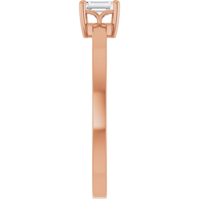 14K Gold Emerald Lab-Grown Diamond Claw-Prong Solitaire Ring – 4x3mm - Rose Gold - view 9