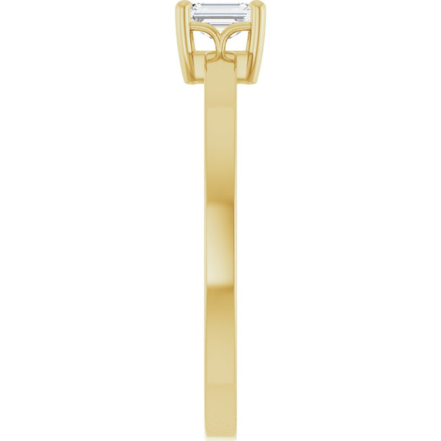 14K Gold Emerald Lab-Grown Diamond Claw-Prong Solitaire Ring – 4x3mm - Yellow Gold - view 9