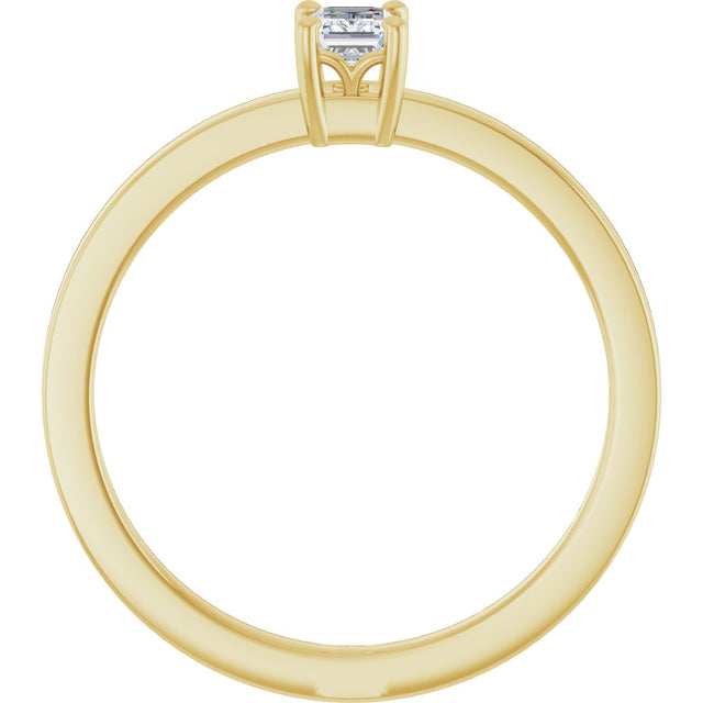 14K Gold Emerald Lab-Grown Diamond Claw-Prong Solitaire Ring – 4x3mm - Yellow Gold - view 7