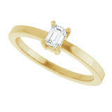 14K Gold Emerald Lab-Grown Diamond Claw-Prong Solitaire Ring – 4x3mm - Yellow Gold - view 10