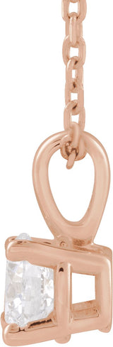 14K Gold Round Lab-Grown Diamond Solitaire Necklace or Pendant – 4-8mm Stones - Rose Gold - view 5