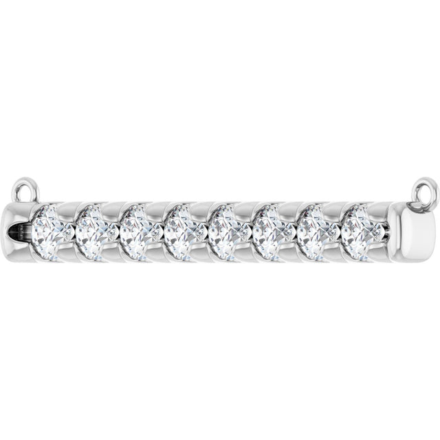 14K Gold Round Lab-Grown Diamond French-Set Bar Necklace - White Gold - view 5