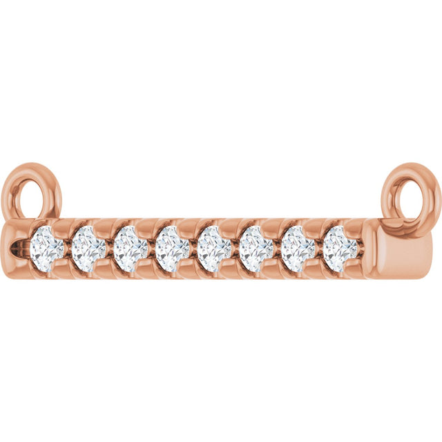 14K Gold Round Lab-Grown Diamond French-Set Bar Necklace - Rose Gold - view 5